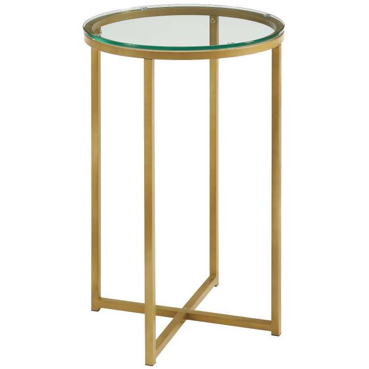 Foster Gold Side Table with Tempered Glass Top