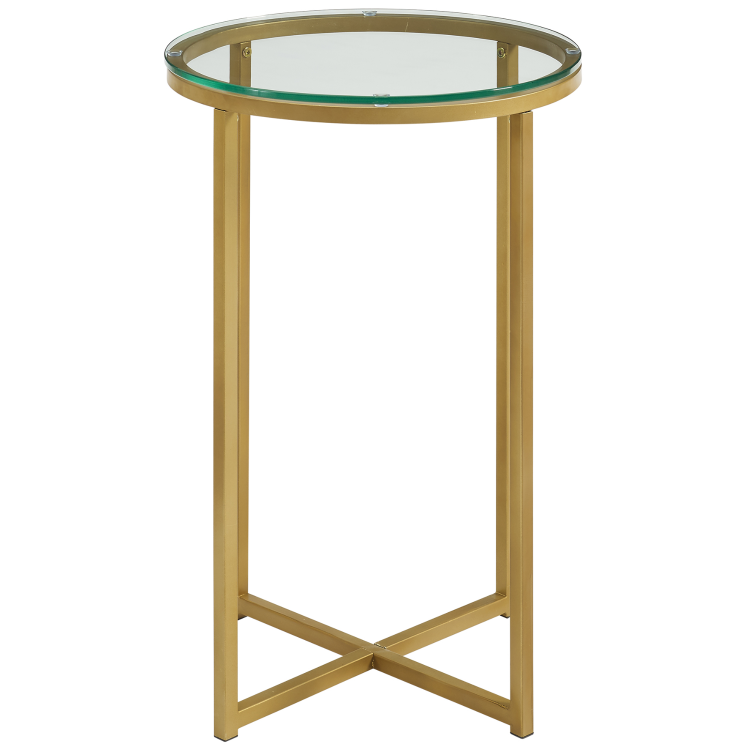 Foster Gold Side Table with Tempered Glass Top