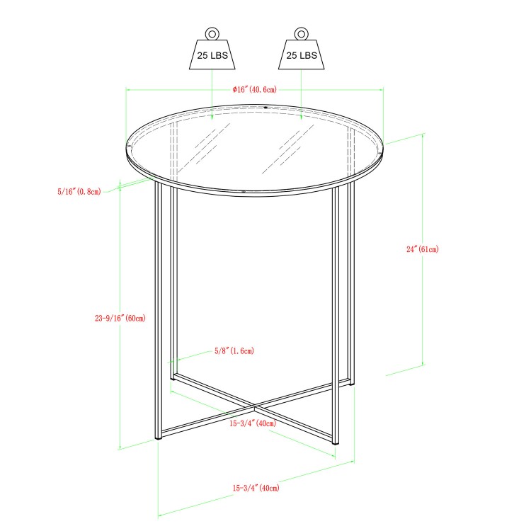 Foster Gold Side Table with Tempered Glass Top