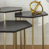 GRADE A1 - Foster Hexagon Nest of 3 Tables with Gold Base