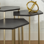GRADE A1 - Foster Hexagon Nest of 3 Tables with Gold Base