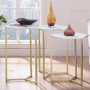 White Marble Hexagon Nest of 3 Tables with Gold Base - Foster