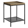 Foster Oak Side Table with Metal Mesh Shelf