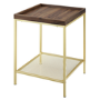 Foster Wood Effect Square Side Table with Gold Mesh Shelf