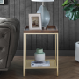 Foster Wood Effect Square Side Table with Gold Mesh Shelf