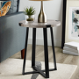 Foster Grey Wood Effect Side Table with Circular Top & Metal Base