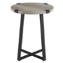 Foster Grey Wood Effect Side Table with Circular Top & Metal Base