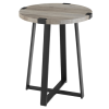 GRADE A1 - Foster Grey Wood Effect Side Table with Circular Top &amp; Metal Base