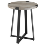 Foster Grey Wood Effect Side Table with Circular Top & Metal Base