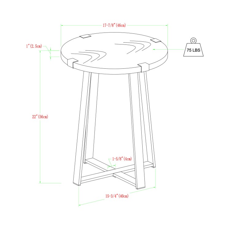 Foster Grey Wood Effect Side Table with Circular Top & Metal Base