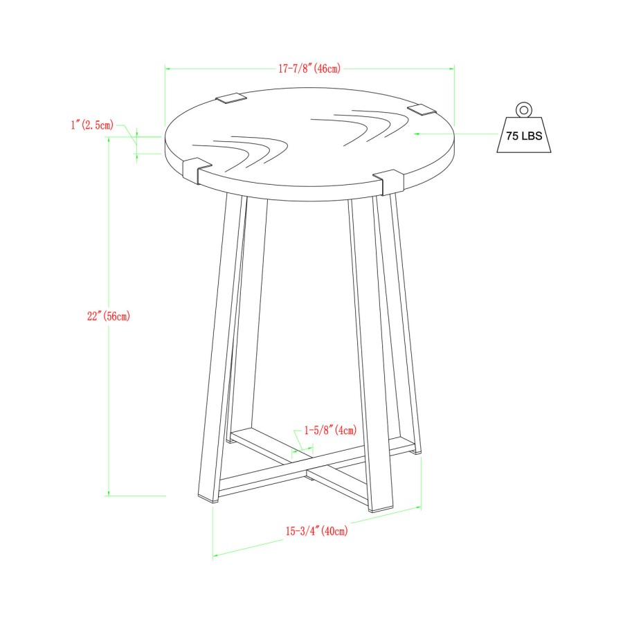 Foster Grey Wood Effect Side Table with Circular Top & Metal Base