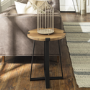 GRADE A1 - Foster Oak Effect Side Table with Circular Top & Metal Base