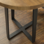 GRADE A1 - Foster Oak Effect Side Table with Circular Top & Metal Base
