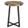 Foster Oak Effect Side Table with Circular Top & Metal Base
