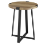 GRADE A1 - Foster Oak Effect Side Table with Circular Top & Metal Base