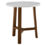 Faux Marble Side Table in White with Wooden Legs - Foster
