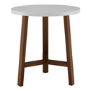 Faux Marble Side Table in White with Wooden Legs - Foster