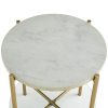 Foster White Marble Side Table with Glass Shelf