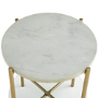 Foster White Marble Side Table with Glass Shelf