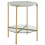 Foster White Marble Side Table with Glass Shelf