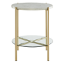 Foster White Marble Side Table with Glass Shelf