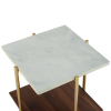 Foster Gold Faux Marble Square Side Table with Wooden Shelf