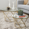 GRADE A1 - Gold &amp; Glass Coffee Tables - Set of 2 - Foster