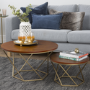 Foster Brown Wood Effect Nest of 2 Tables with Gold Base