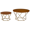 GRADE A1 - Foster Brown Wood Effect Nest of 2 Tables with Gold Base