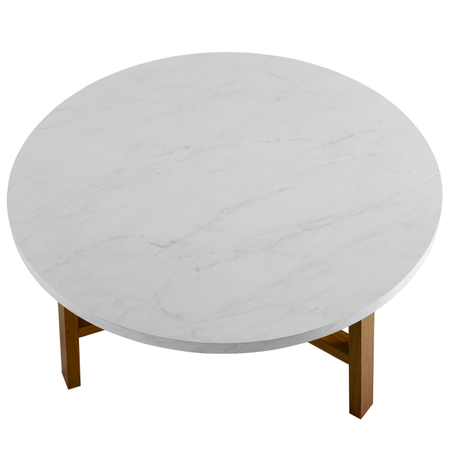 White Round Faux Marble Coffee Table - Foster