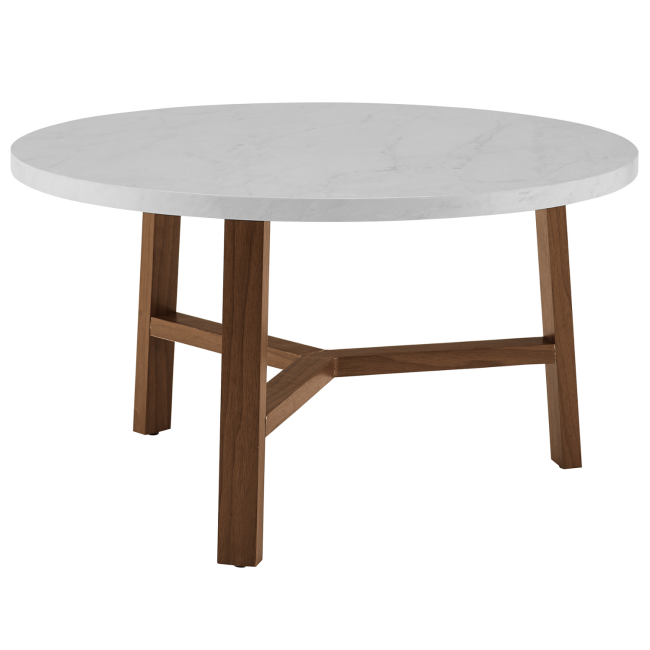 White Round Faux Marble Coffee Table - Foster