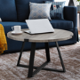 GRADE A2 - Grey Round Coffee Table with Metal Base - Foster
