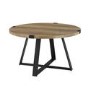 Small Round Oak Coffee Table with Metal Base - Foster