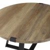 Small Round Oak Coffee Table with Metal Base - Foster