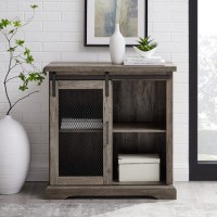 Foster Grey Wood Effect Sideboard with Mesh Cupboard & Open Shelves