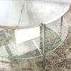 Round White Coffee Table in Faux Marble with Glass Shelf - Foster