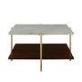 Small White Marble Square Coffee Table with Gold Legs - Foster