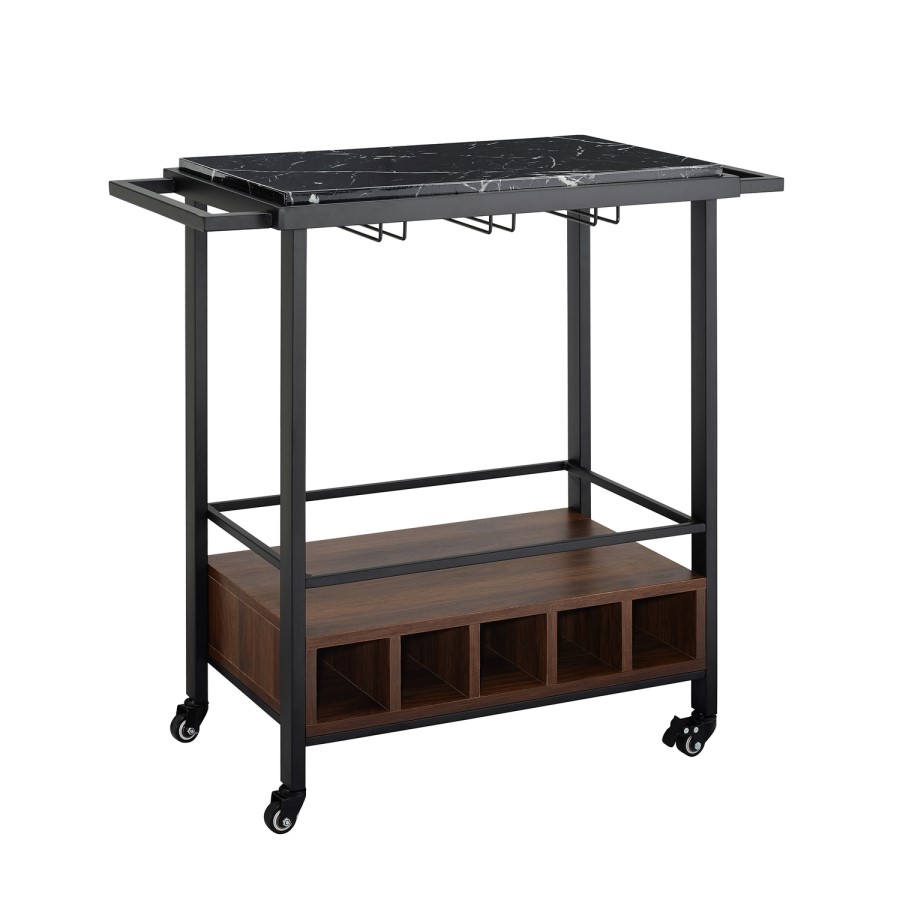Foster Black Marble Wine Rack with Wheels