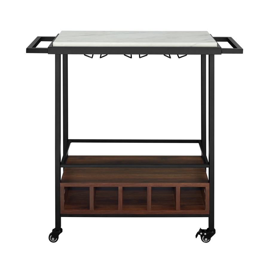 Foster White Marble Wine Rack with Wheels 