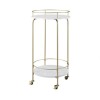 Foster White Marble Wine Rack with Metal Casters