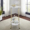 Foster White Marble Wine Rack with Metal Casters