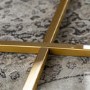 Small Round Dark Wooden Coffee Table with Gold Base - Foster