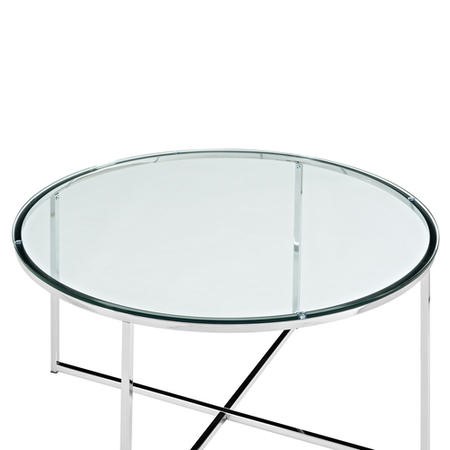 Foster Chrome Coffee Table With Glass, Round Glass And Chrome Coffee Table Uk