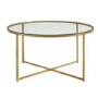 Small Round Gold Coffee Table with Glass Top - Foster