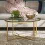 Small Round Gold Coffee Table with Glass Top - Foster