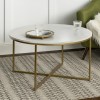 Foster White Faux Marble Coffee Table with Gold Base