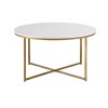 GRADE A1 - Foster White Faux Marble Coffee Table with Gold Base