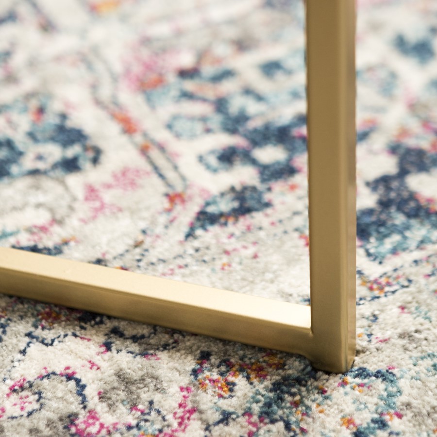 Foster White Faux Marble Coffee Table with Gold Base
