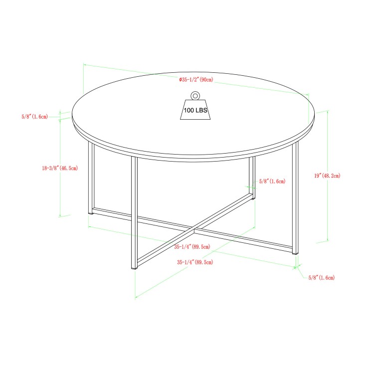 Foster White Faux Marble Coffee Table with Gold Base