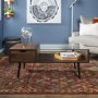 Dark Walnut Effect Coffee Table with Glass Top - Foster